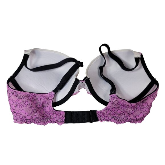Victoria's Secret Push-Up Bra Pink Black 34C Lace Floral Underwire Dream Angels - Picture 5 of 12